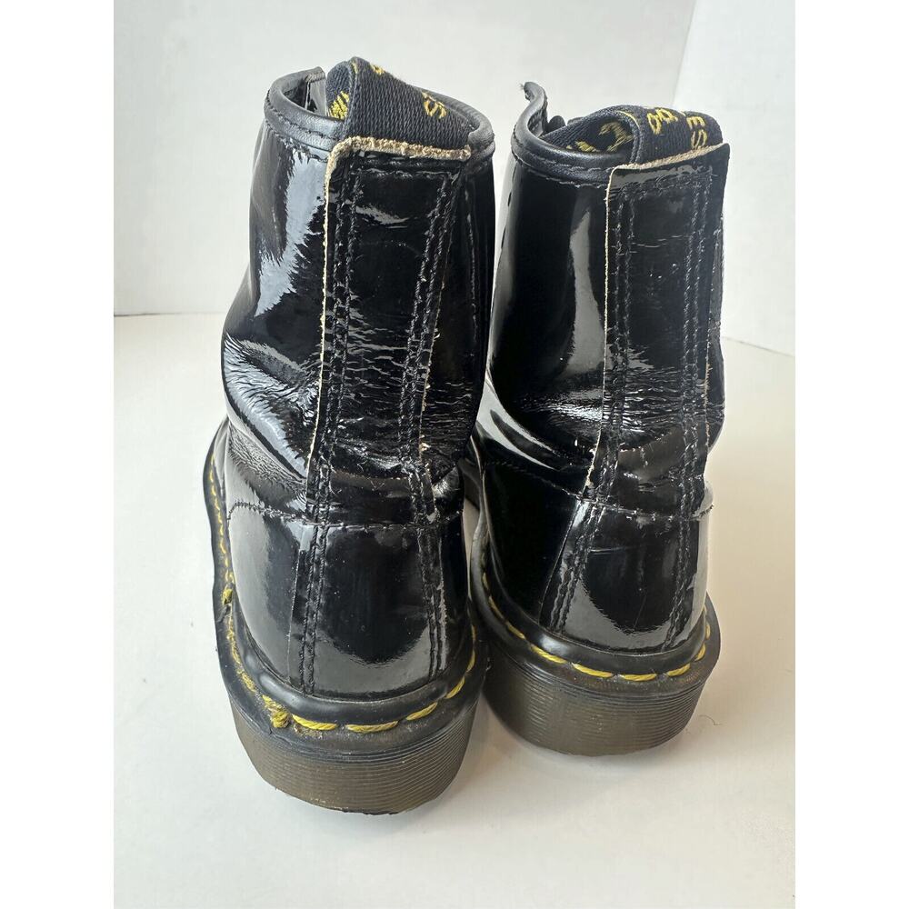 Doc Dr. Martens Shiny Patent Leather Boots Black Lace Sz 8 Moto Grunge *Flawed - Picture 10 of 16